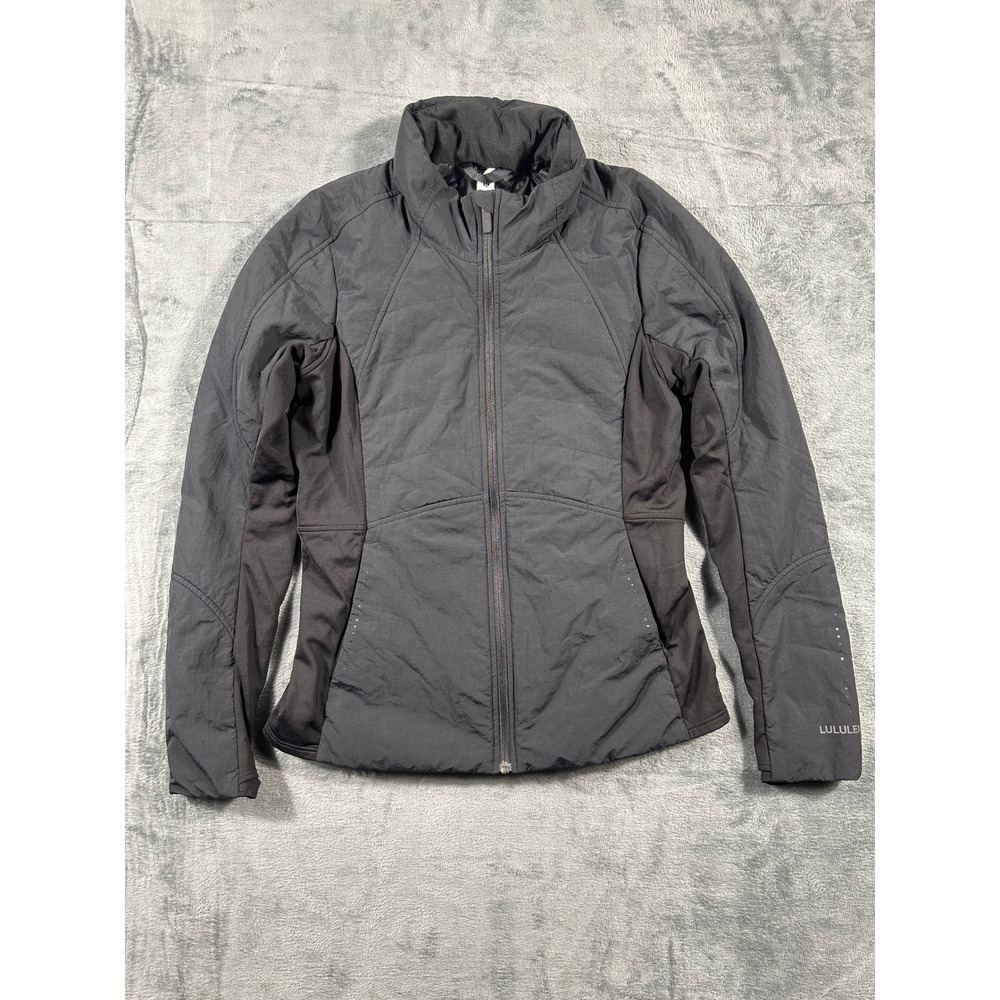 Lululemon Fluff Off Jacket Black Quilted Running Puffer Coat Womens 10